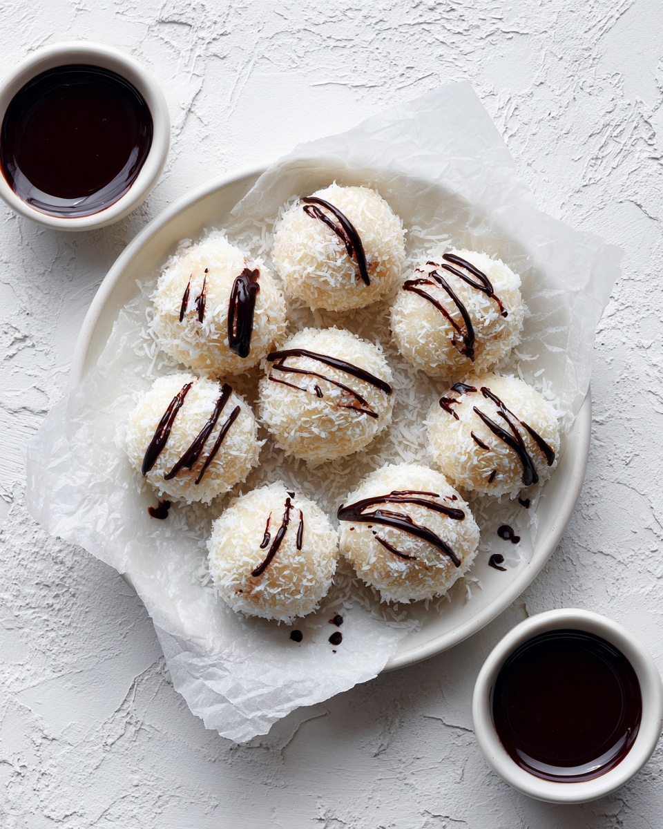 No Bake Coconut Cookie Balls with Chocolate Centers Recipe - Recipe Image