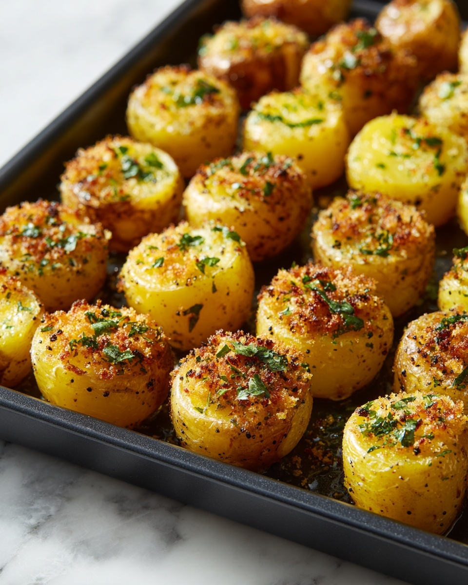 Crispy Garlic Parmesan Crusted Potatoes Recipe - Recipe Image