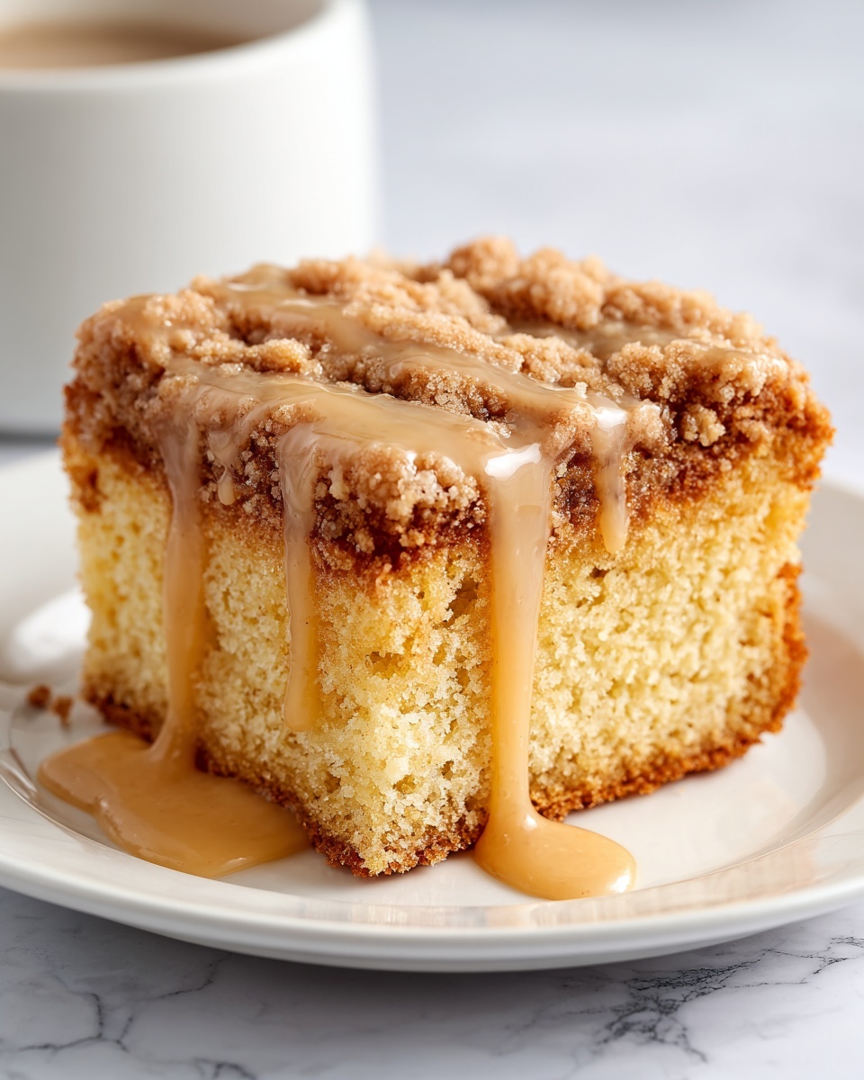 Rhubarb Streusel Cake with Warm Vanilla Sauce Recipe - Recipe Image