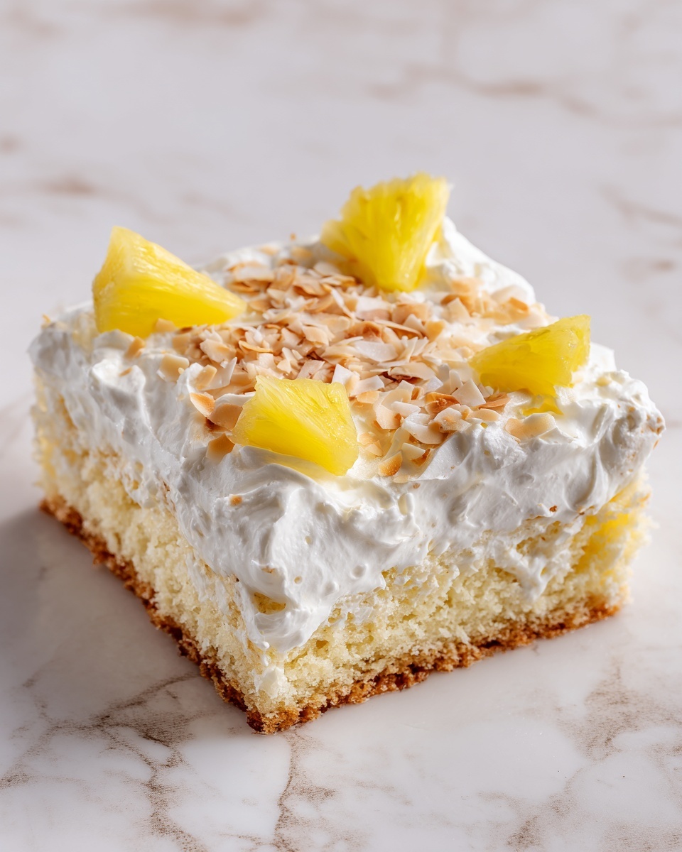 Hawaiian Pineapple Coconut Poke Cake Recipe - Recipe Image