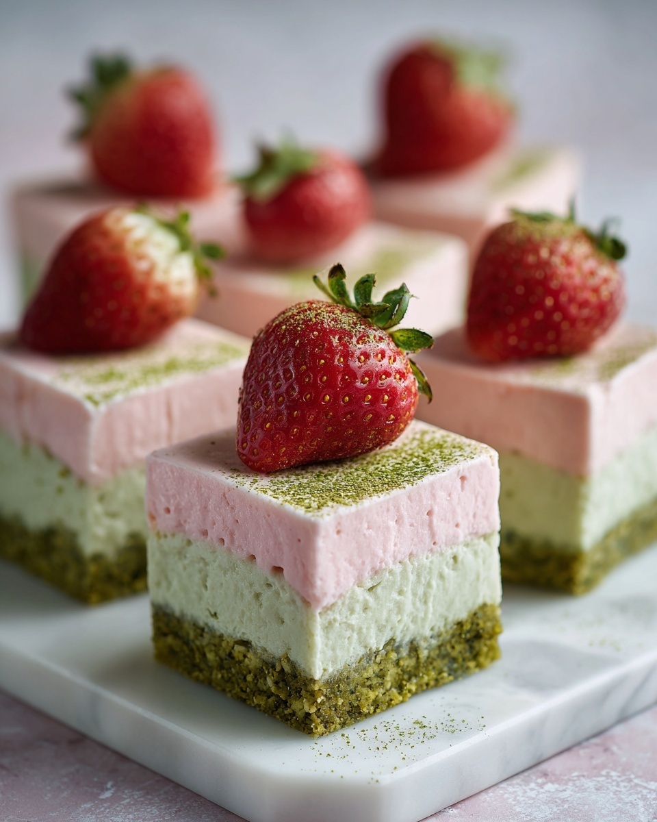 Matcha Strawberry Cream Bars Recipe - Recipe Image