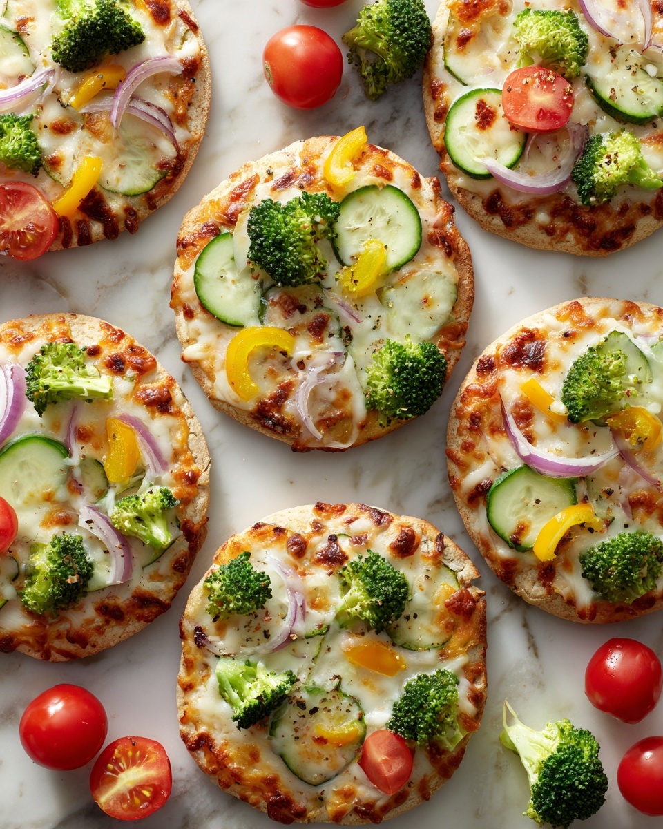 Mini Veggie Pizzas on Cauliflower Crust Recipe - Recipe Image