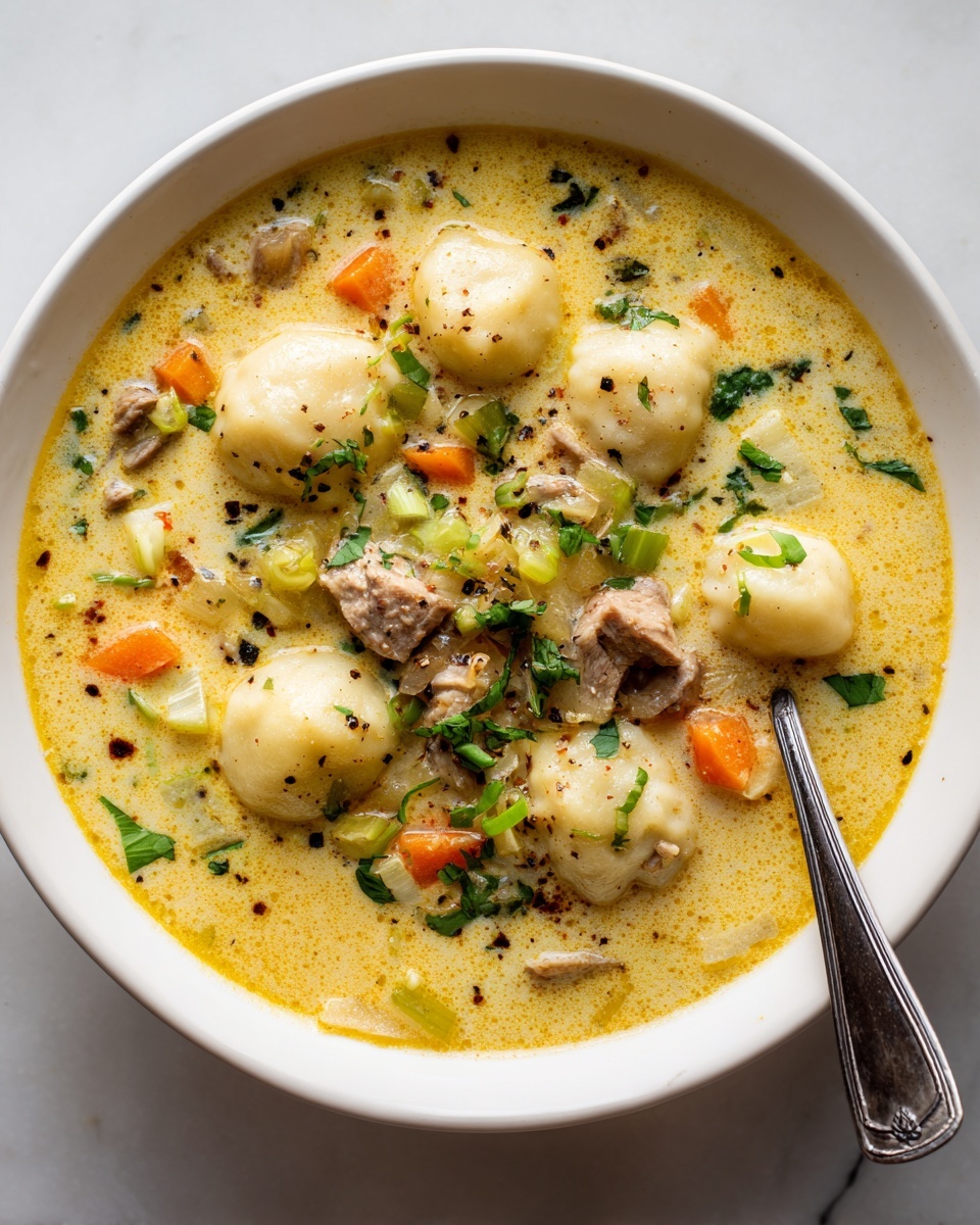 Creamy Chicken Stew with Fluffy Dumplings Recipe - Recipe Image