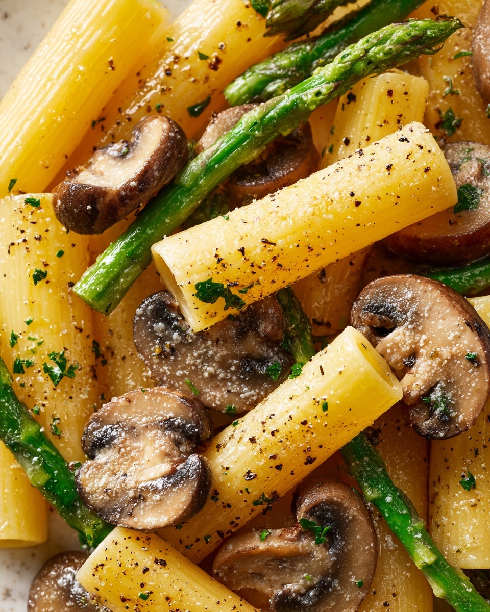 Creamy Mushroom and Asparagus Chicken Penne Recipe - Recipe Image