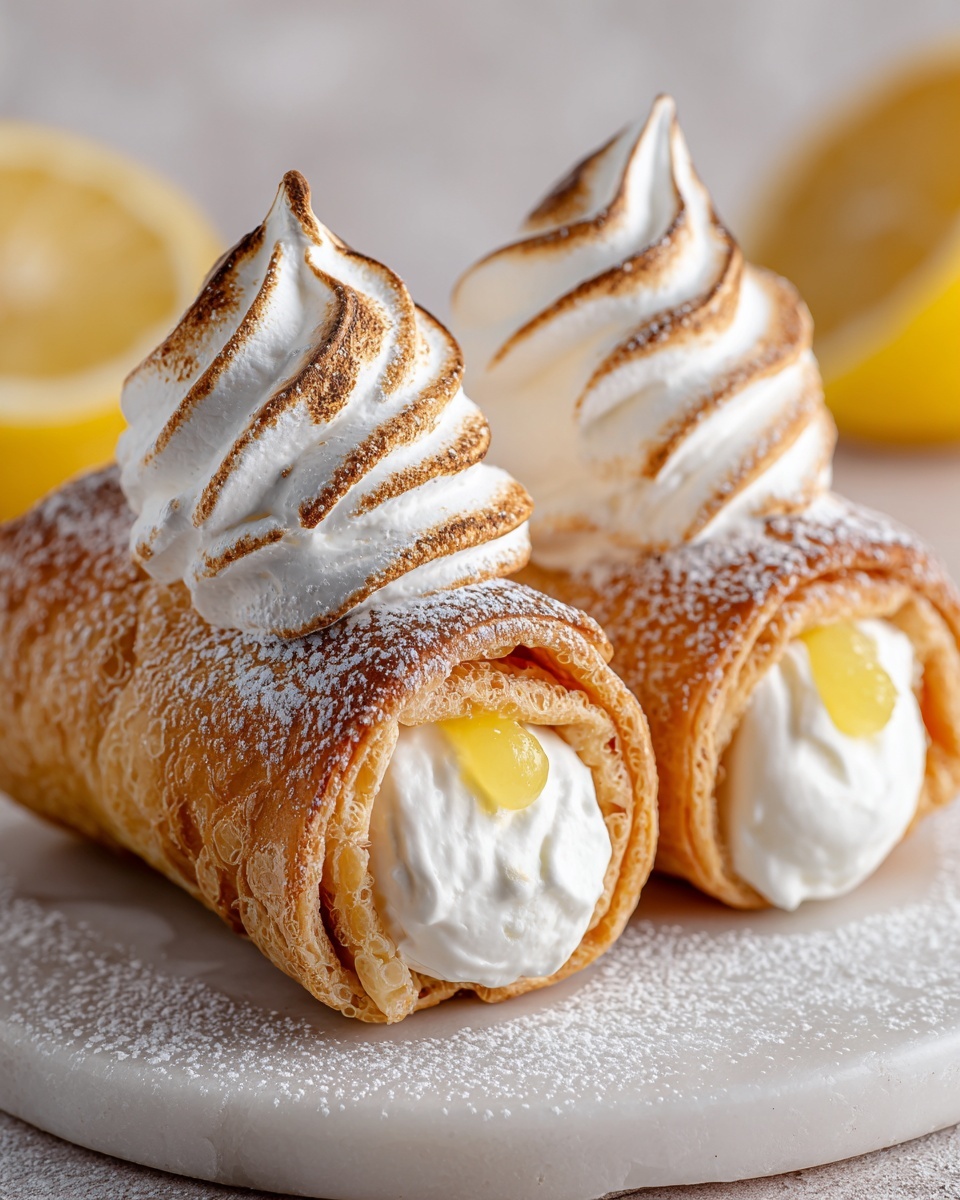 Zesty Lemon Meringue Pie Cannolis Recipe - Recipe Image