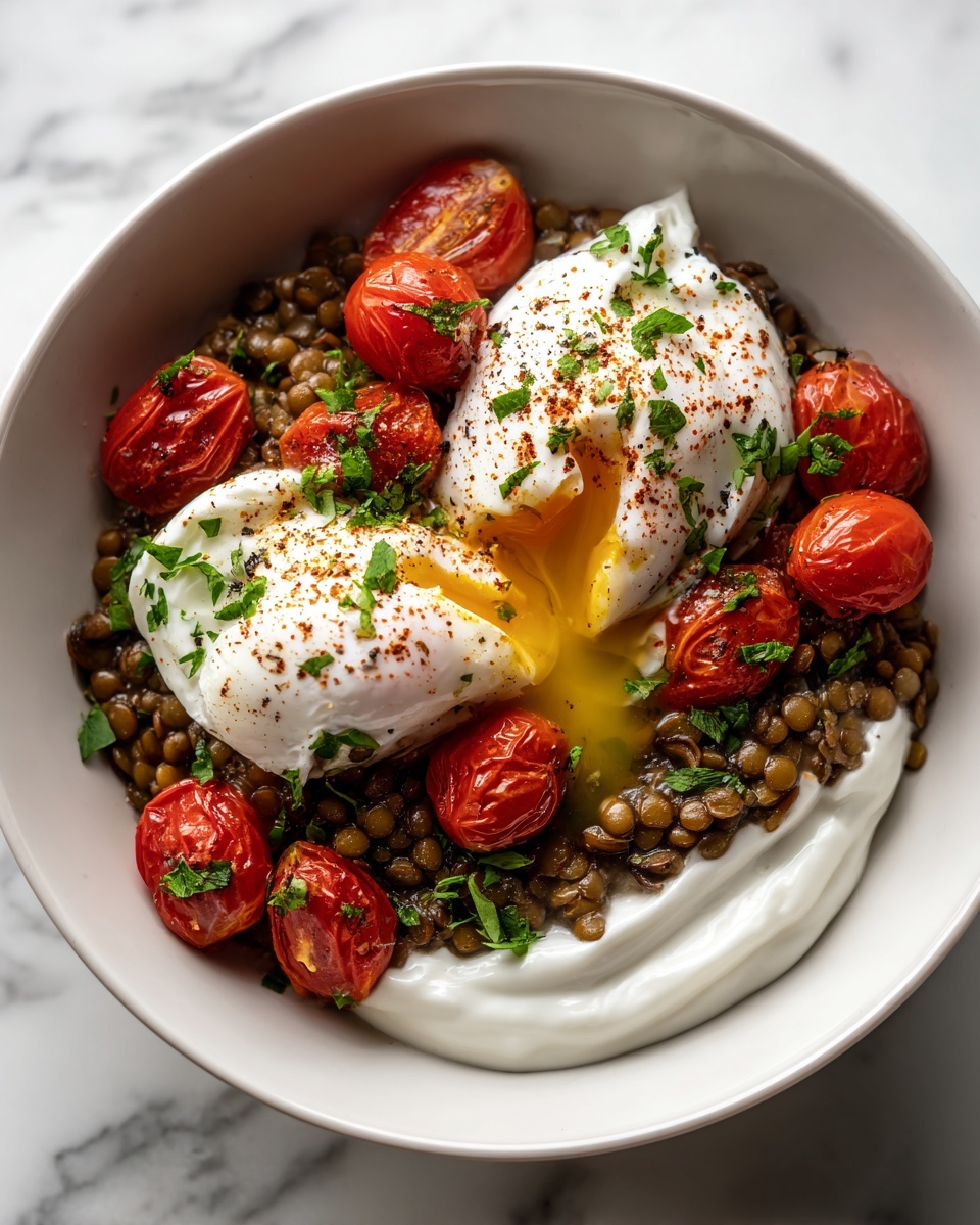 Mediterranean Braised Lentils with Poached Egg Recipe - Recipe Image
