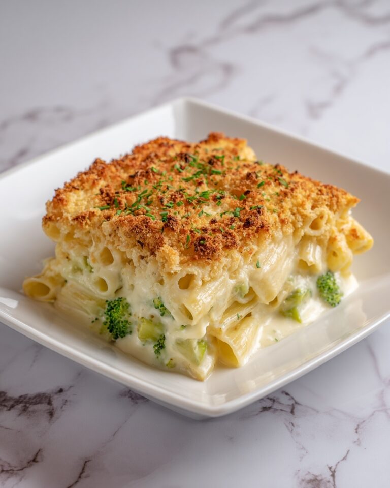 Chicken Broccoli Alfredo Bake with a Crispy Topping Recipe