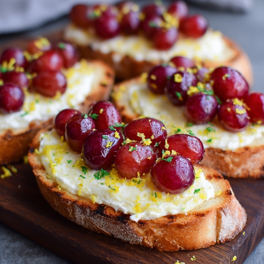 Roasted Grapes on Ricotta Toasts Recipe - Recipe Image