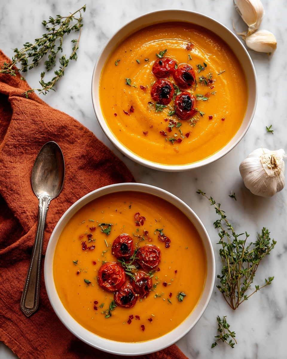 Creamy Roasted Tomato and Garlic Soup Recipe - Recipe Image
