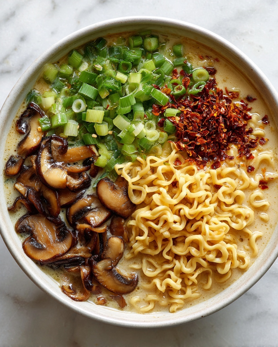 Fiery Chicken Ramen with Creamy Garlic Sauce Recipe - Recipe Image