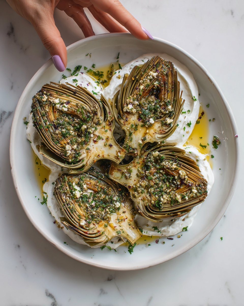 Artichokes on Whipped Ricotta with Herb Gremolata Recipe - Recipe Image