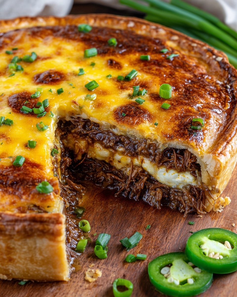 Spicy Jalapeño and Cheese Beef Pie with Leftover Brisket Recipe - Recipe Image