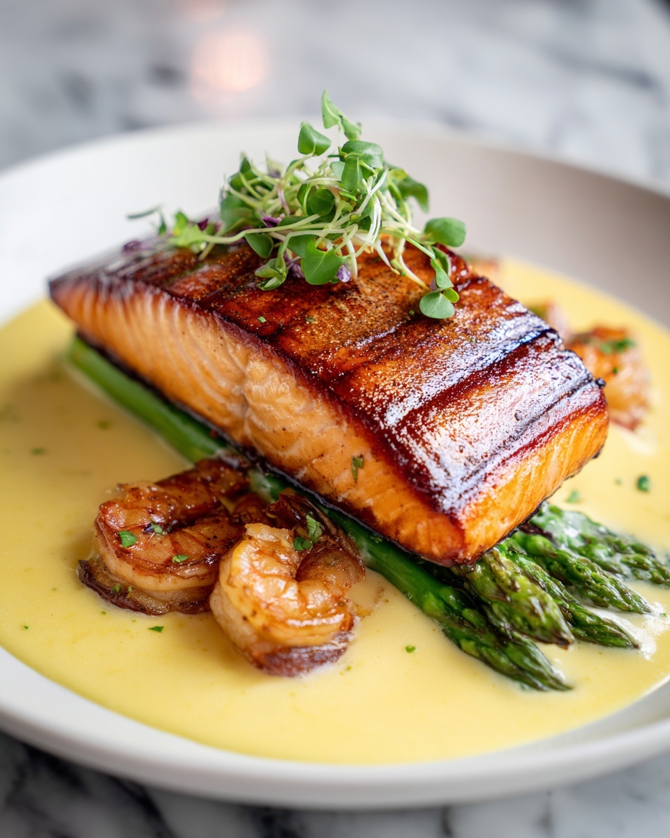 Lemon Butter Salmon and Shrimp Skillet Recipe - Recipe Image