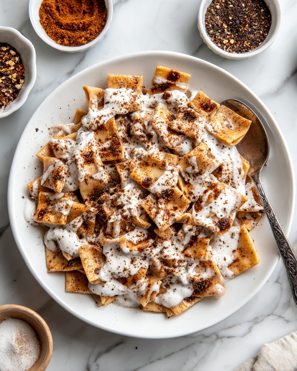 Turkish Dumplings with Garlicky Yogurt and Spiced Oil Recipe - Recipe Image