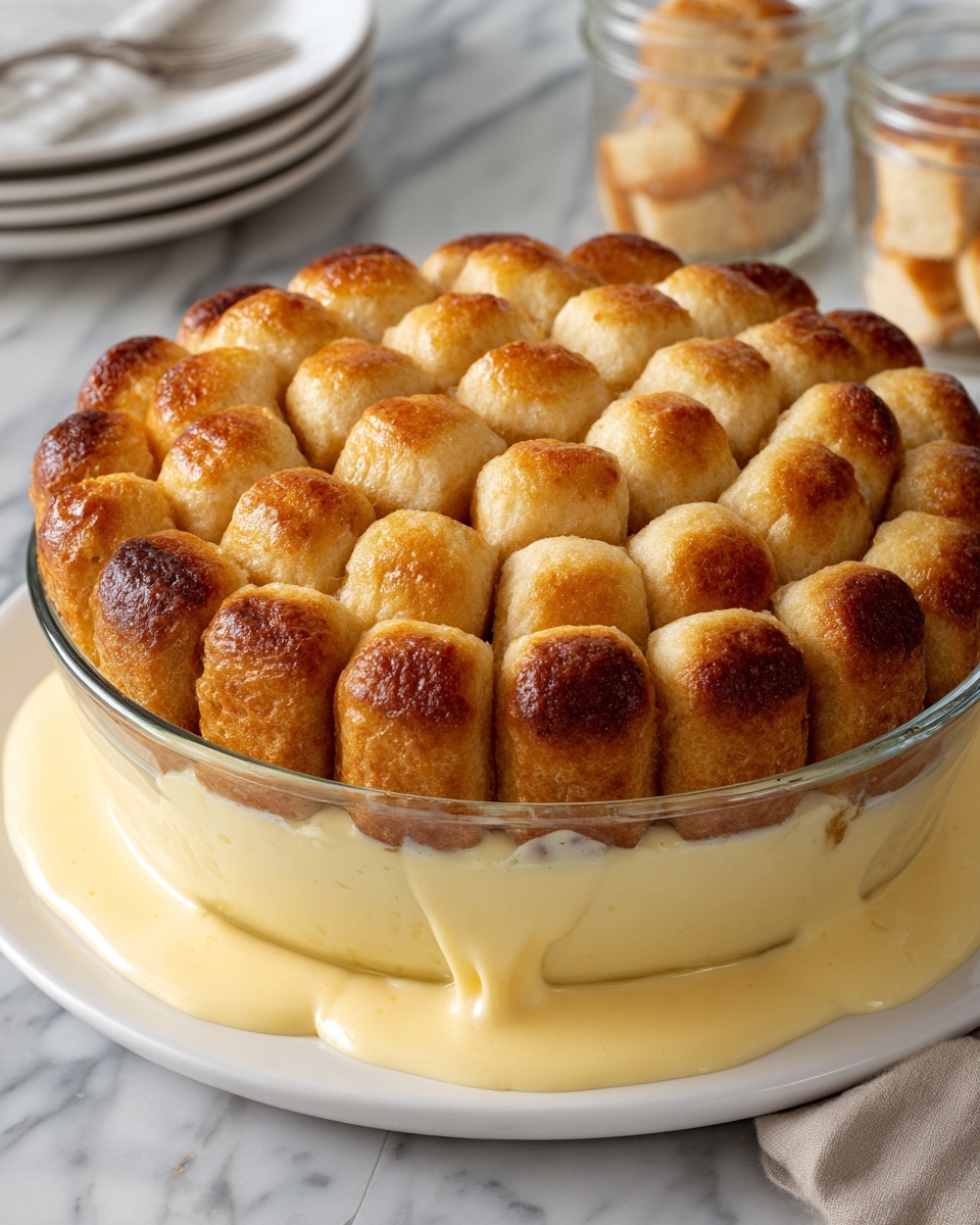 Custard Bread Pudding with Vanilla Sauce Recipe - Recipe Image