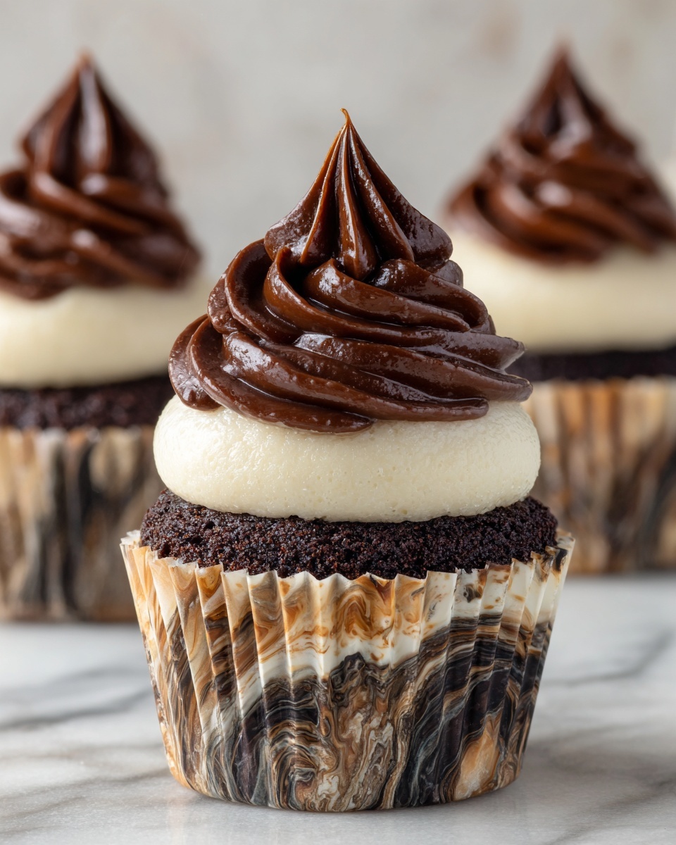 Chocolate Cheesecake Cupcakes with Whipped Ganache Frosting Recipe - Recipe Image