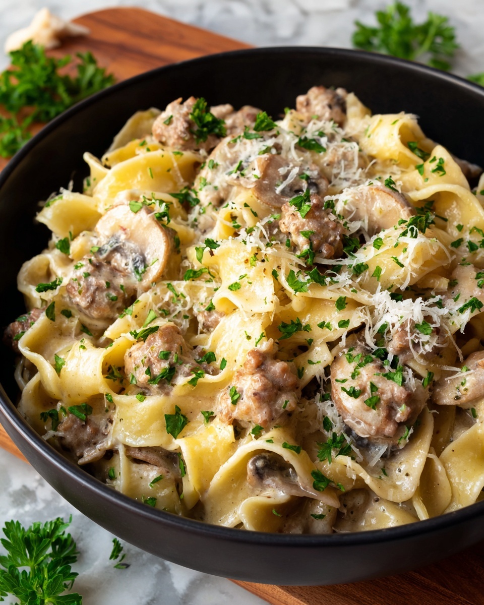 Creamy Ground Beef Alfredo Pasta Recipe - Recipe Image