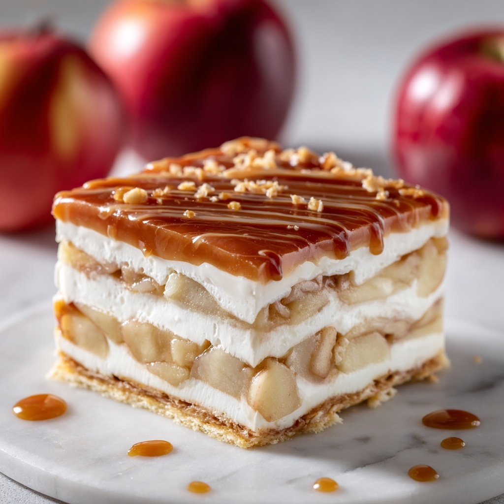 No-Bake Caramel Apple Eclair Cake Recipe - Recipe Image