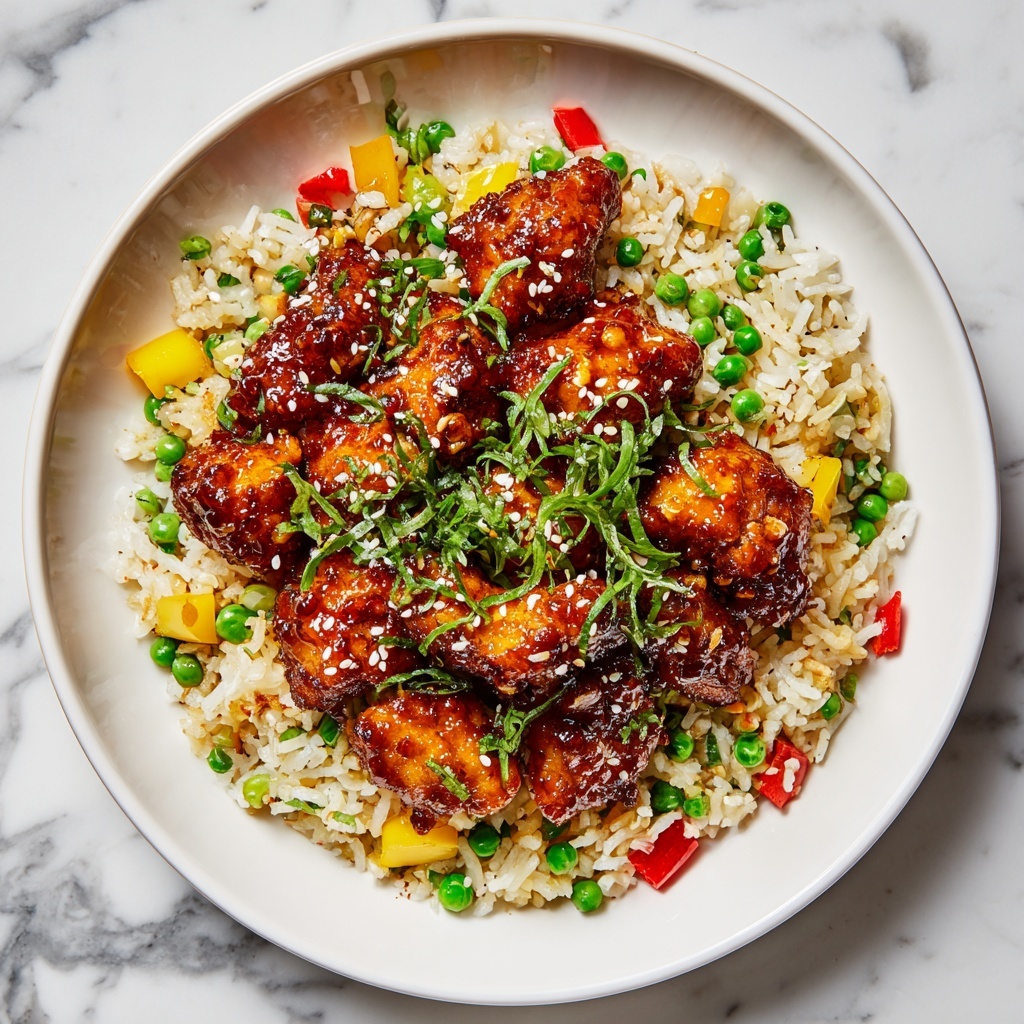 Crispy Saucy Chicken with Vegetable Fried Rice Recipe - Recipe Image