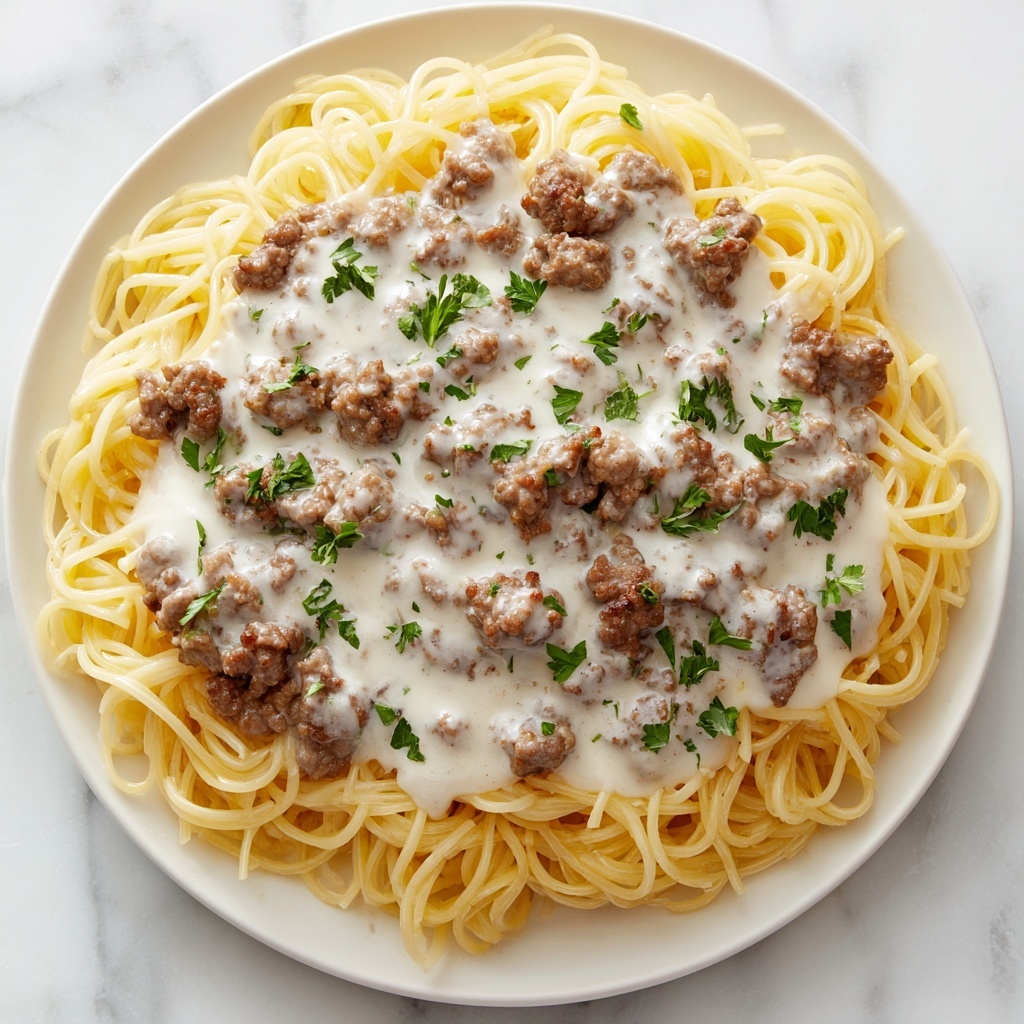 Cheesy Beef Alfredo with Linguine Recipe - Recipe Image