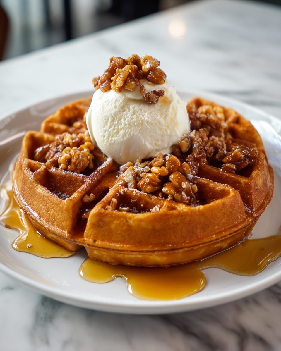 Spiced Pumpkin Waffles with Brown Butter Maple Syrup Recipe - Recipe Image
