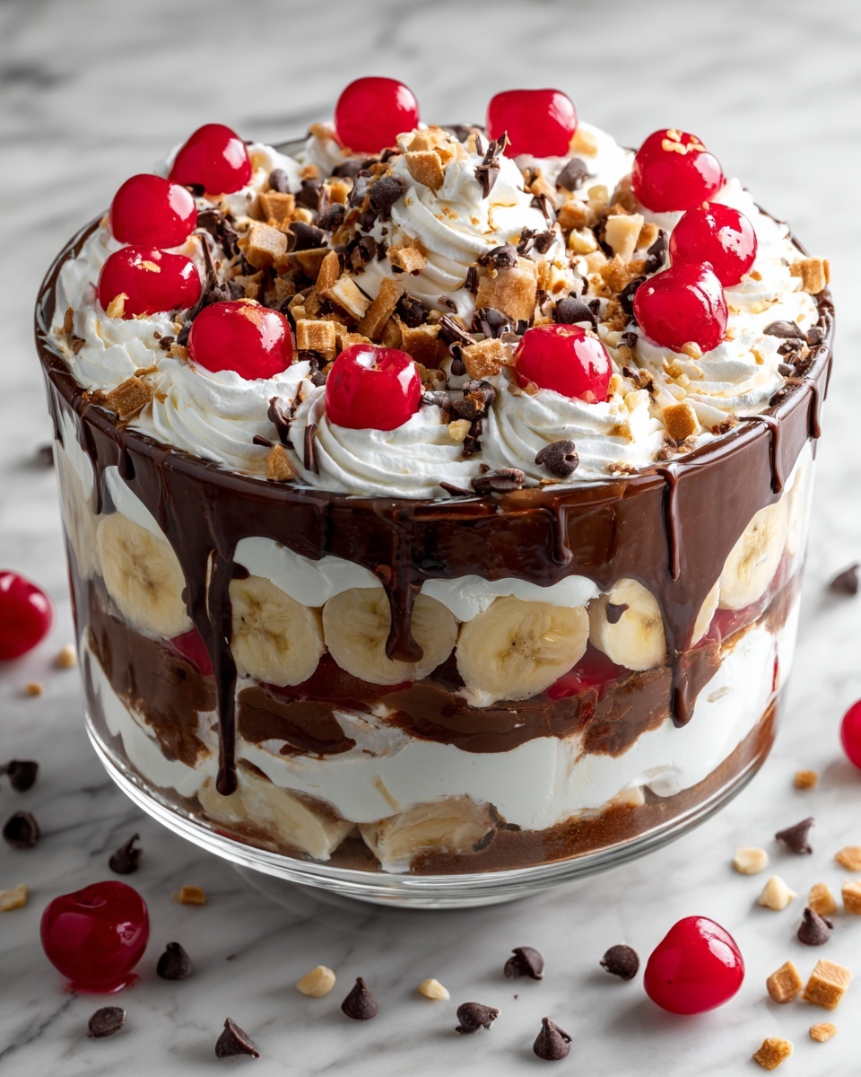 No-Bake Chocolate Banana Split Trifle Recipe - Recipe Image