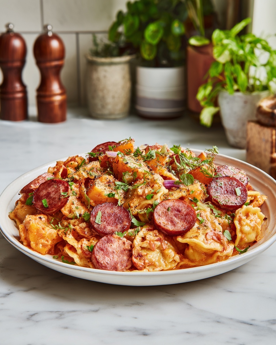 Crockpot Pierogi Casserole with Kielbasa Recipe - Recipe Image