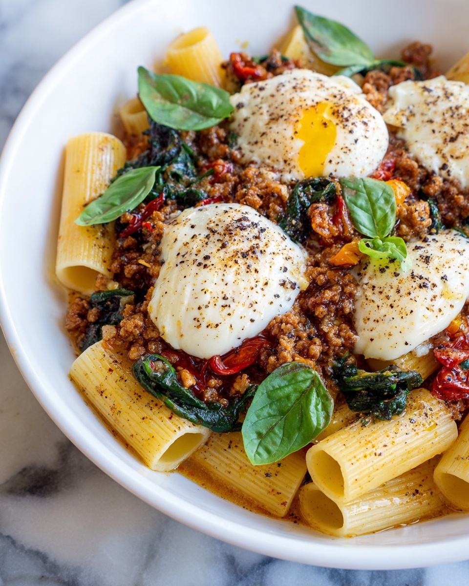 One Pot Lemony Pasta with Sausage, Broccoli Rabe, and Burrata Recipe - Recipe Image