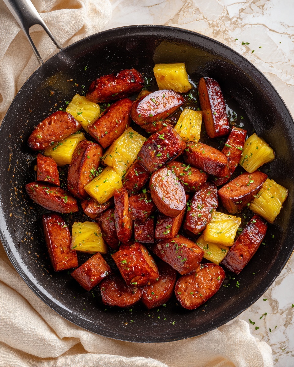 Pineapple Hasselback Kielbasa Bites Recipe - Recipe Image