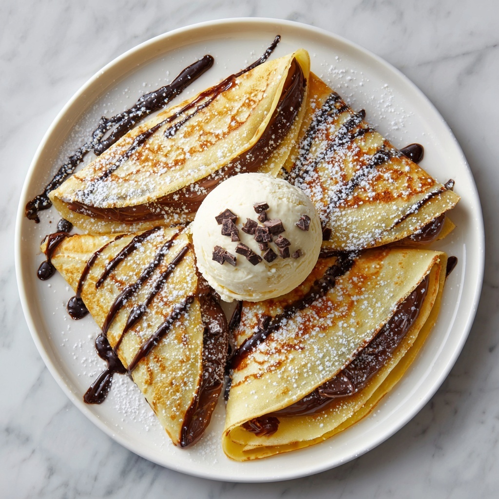 Chocolate Brownie Dessert Crepes with Ice Cream & Chocolate Drizzle Recipe - Recipe Image