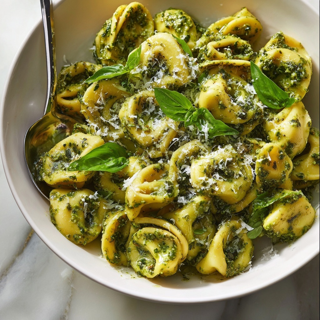 Pesto Tortellini with Baby Spinach and Parmesan Recipe - Recipe Image