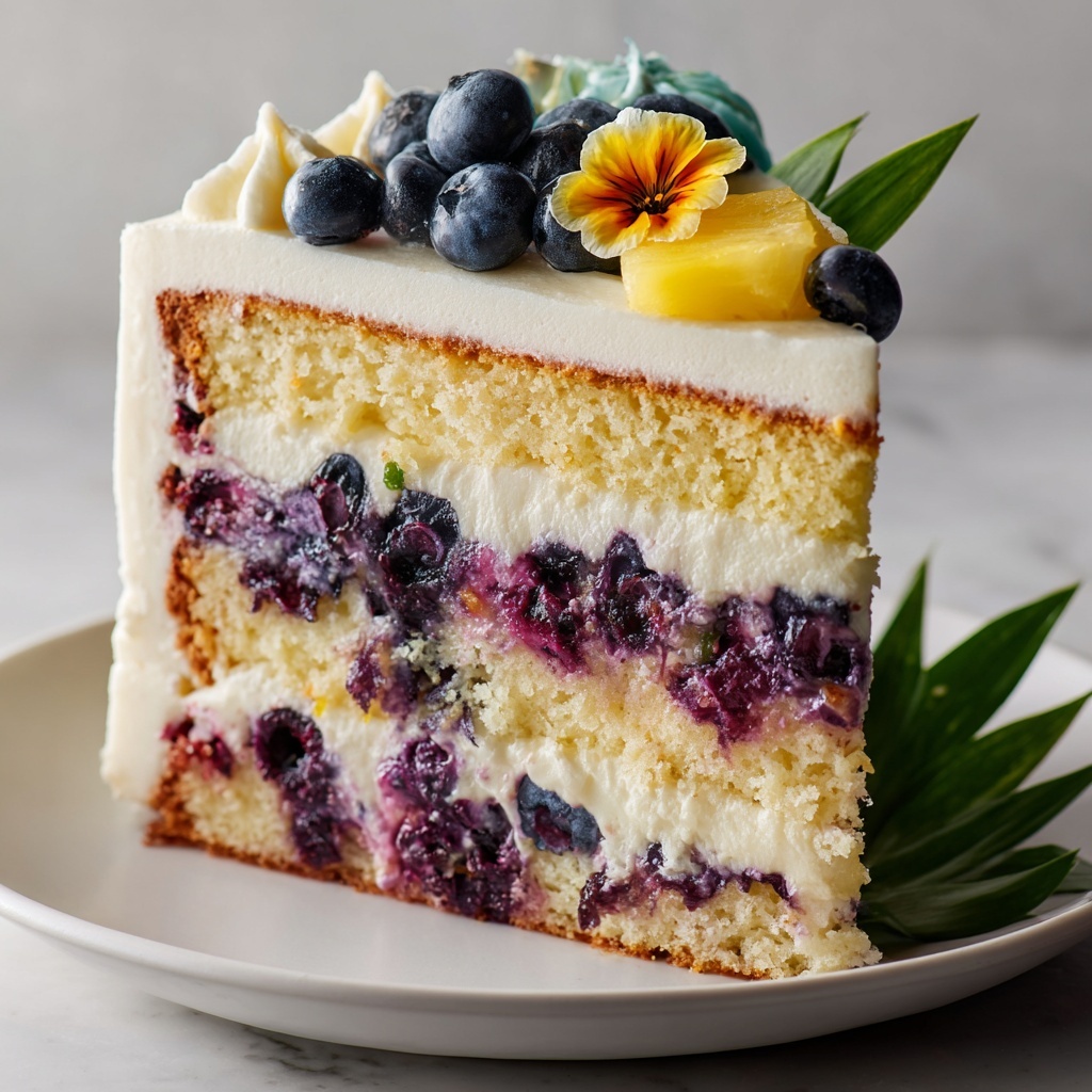 Lemon Blueberry Cheesecake Cake Recipe - Recipe Image