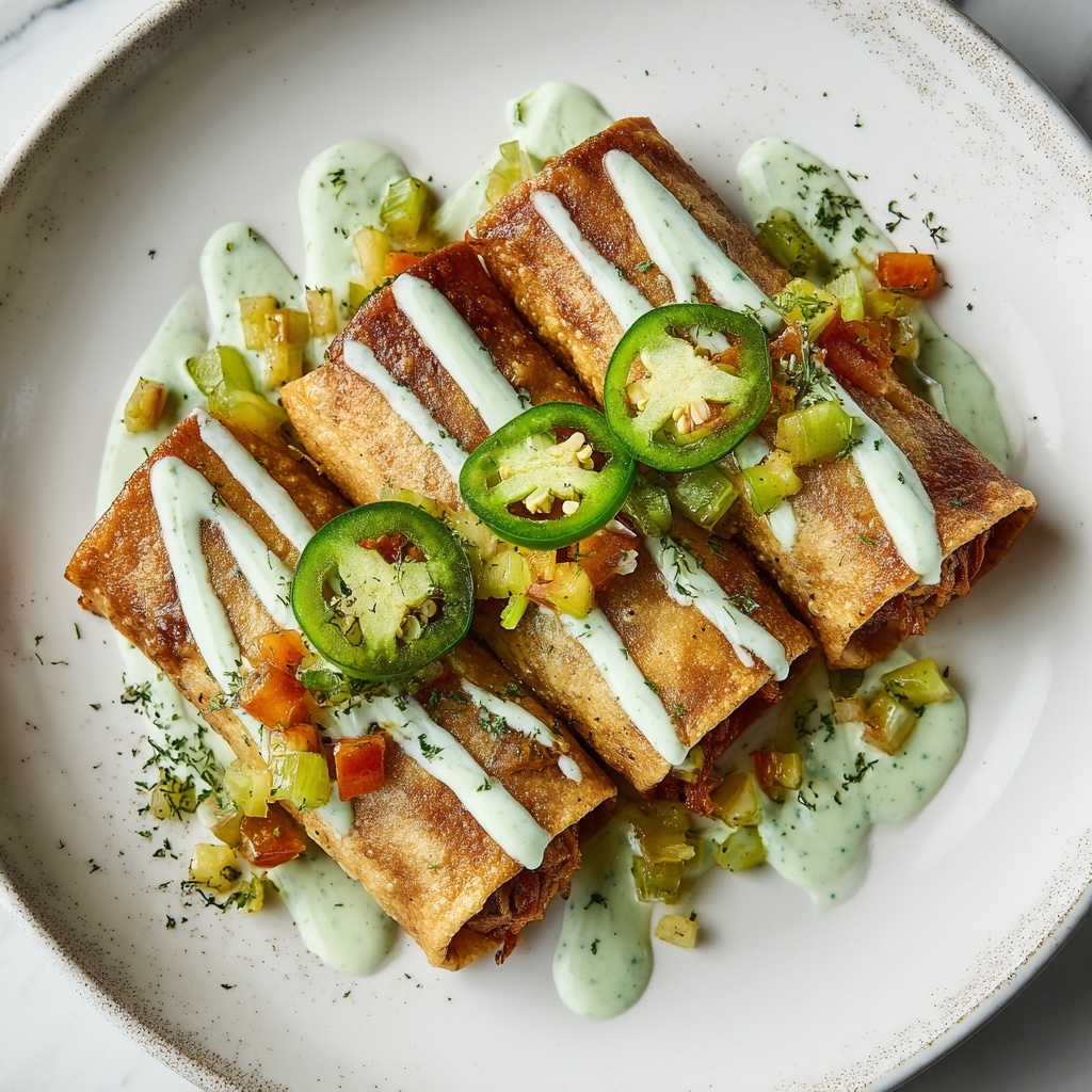 Cheesy Pumpkin Taquitos with Roasted Jalapeño Pepita Crema Recipe - Recipe Image