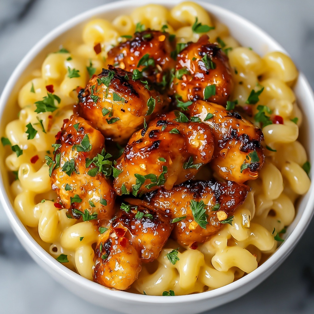 Spicy Honey Pepper Chicken with Creamy Mac and Cheese Recipe - Recipe Image