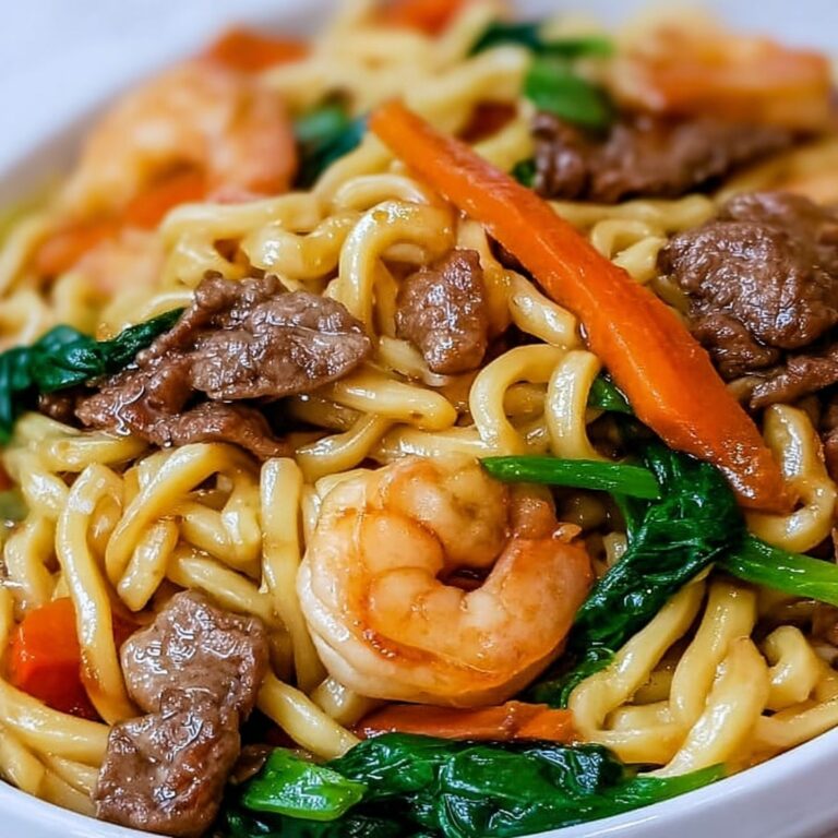 Steak & Shrimp Stir-Fried Noodles Recipe