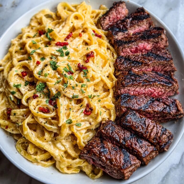 Spicy Cajun Steak with Creamy Alfredo Pasta Recipe