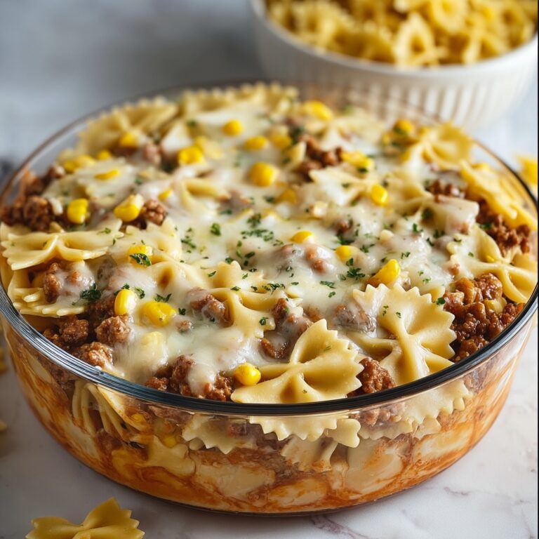 Garlic Butter Ranch Beef and Roasted Corn Bowtie Casserole Recipe