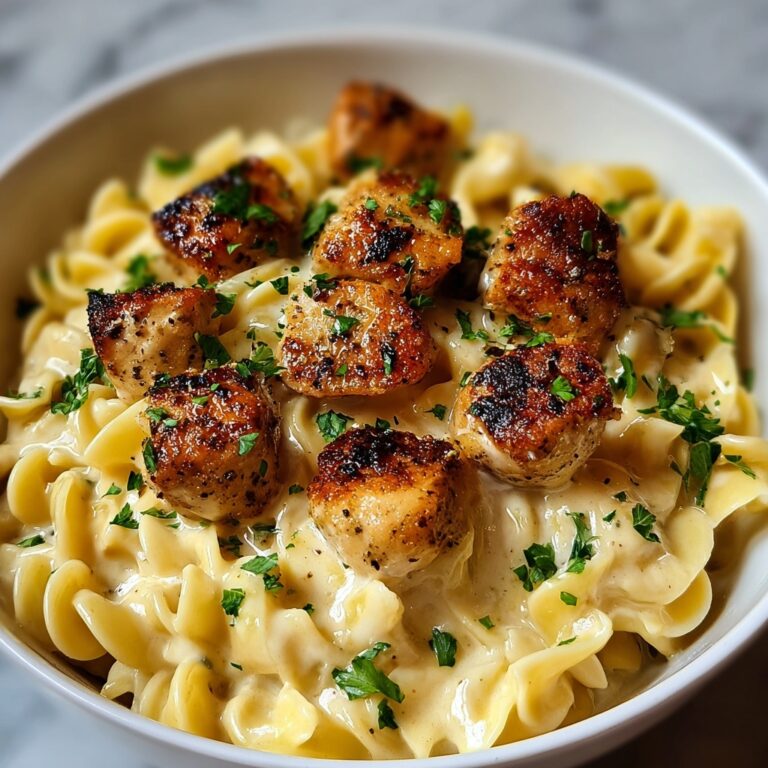 Garlic Butter Chicken Bites with Creamy Parmesan Pasta Recipe