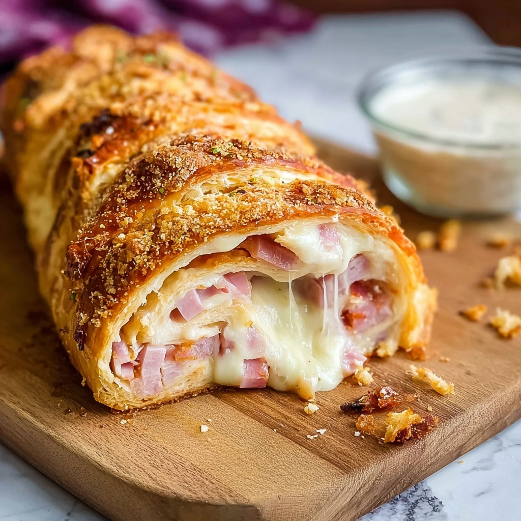 Chicken Cordon Bleu Stromboli (Cheesy Recipe) Recipe - Recipe Image
