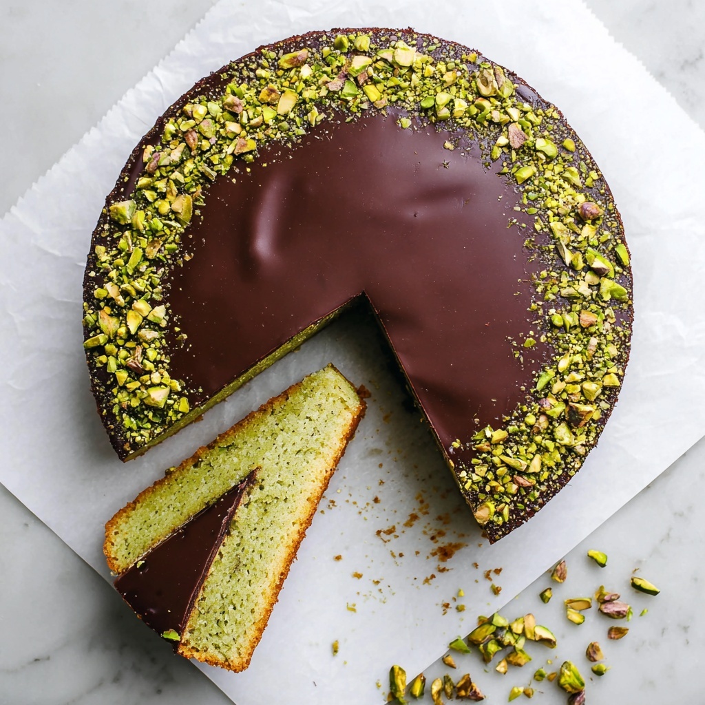 Flourless Pistachio Cake with Chocolate Ganache Recipe - Recipe Image