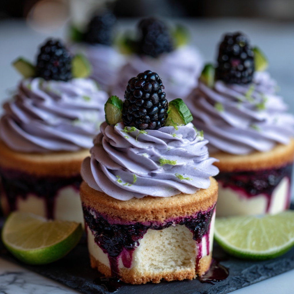 Decadent Blackberry Lime Cheesecake Cupcakes Recipe - Recipe Image