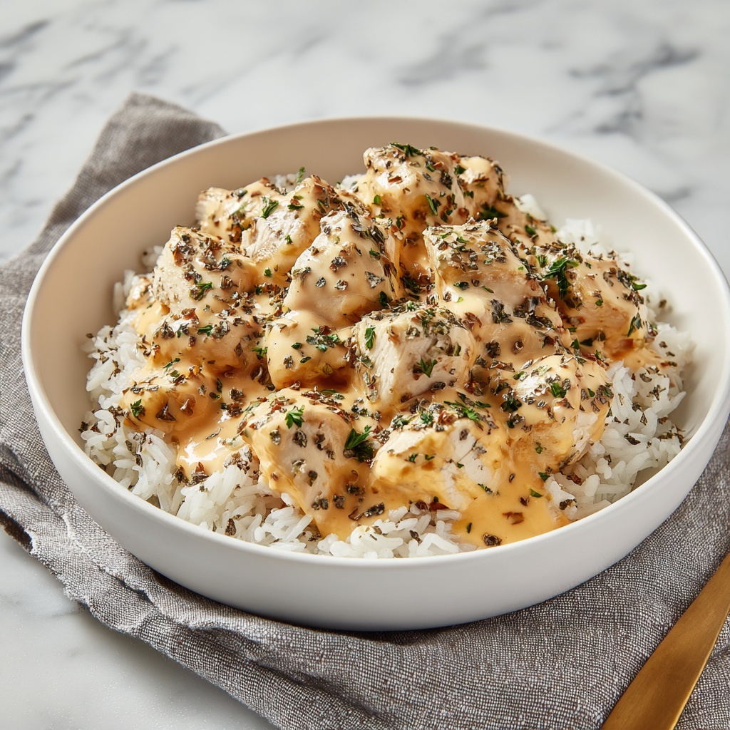 Creamy Smothered Chicken and Rice Recipe - Recipe Image