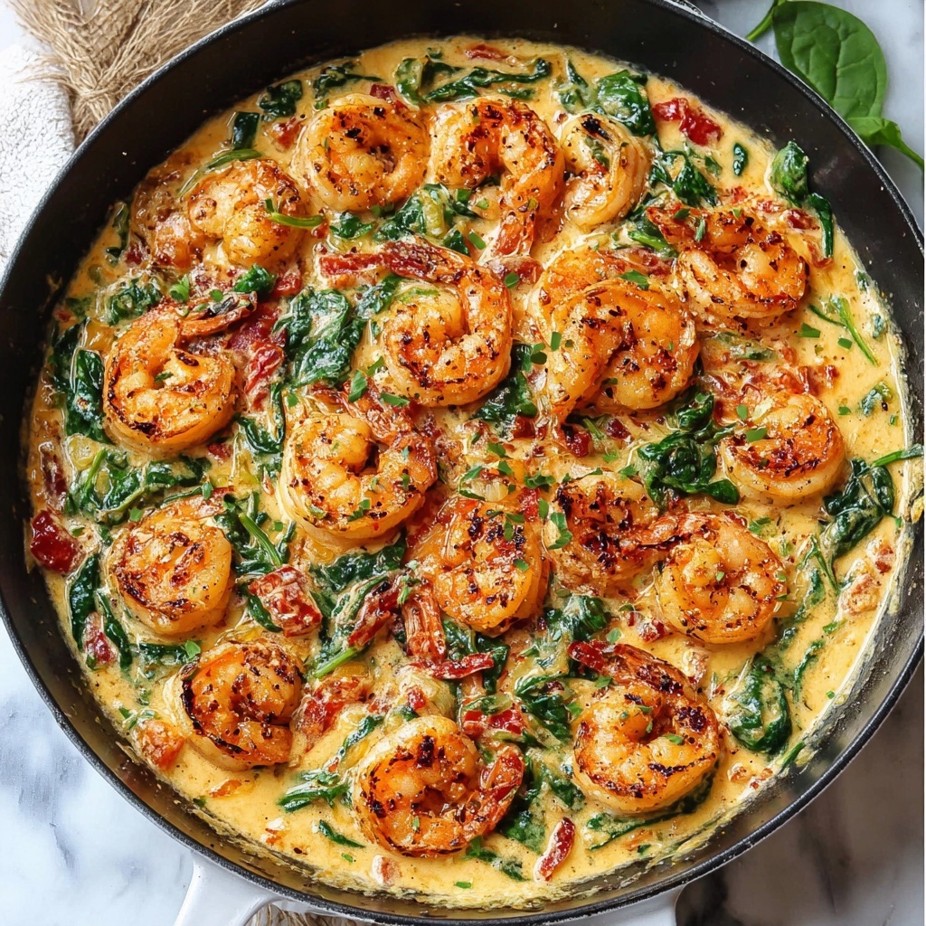 Tuscan Shrimp with Spinach, Artichokes, and Sun-Dried Tomatoes Recipe - Recipe Image