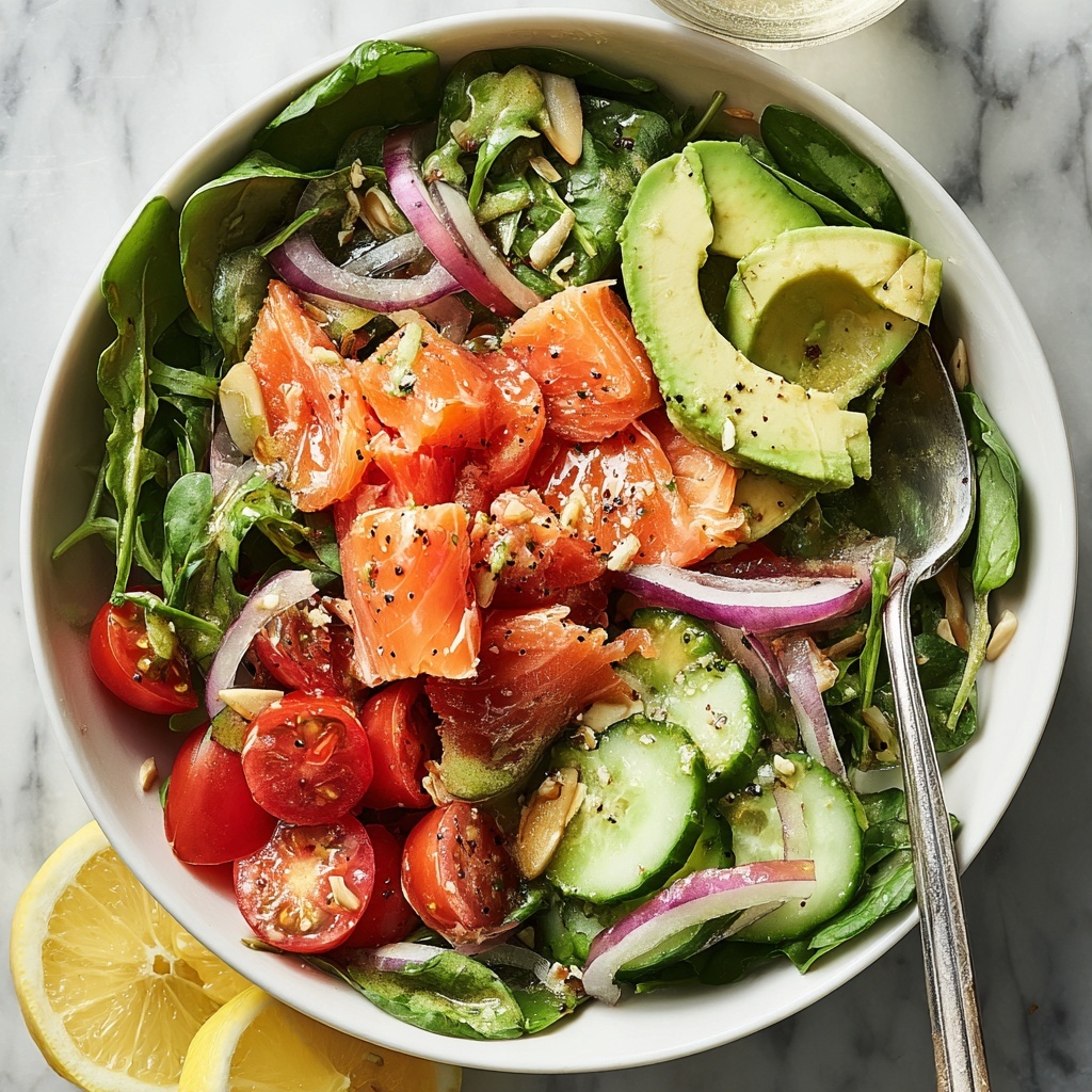 Salmon Avocado Salad with Lemon Vinaigrette Recipe - Recipe Image