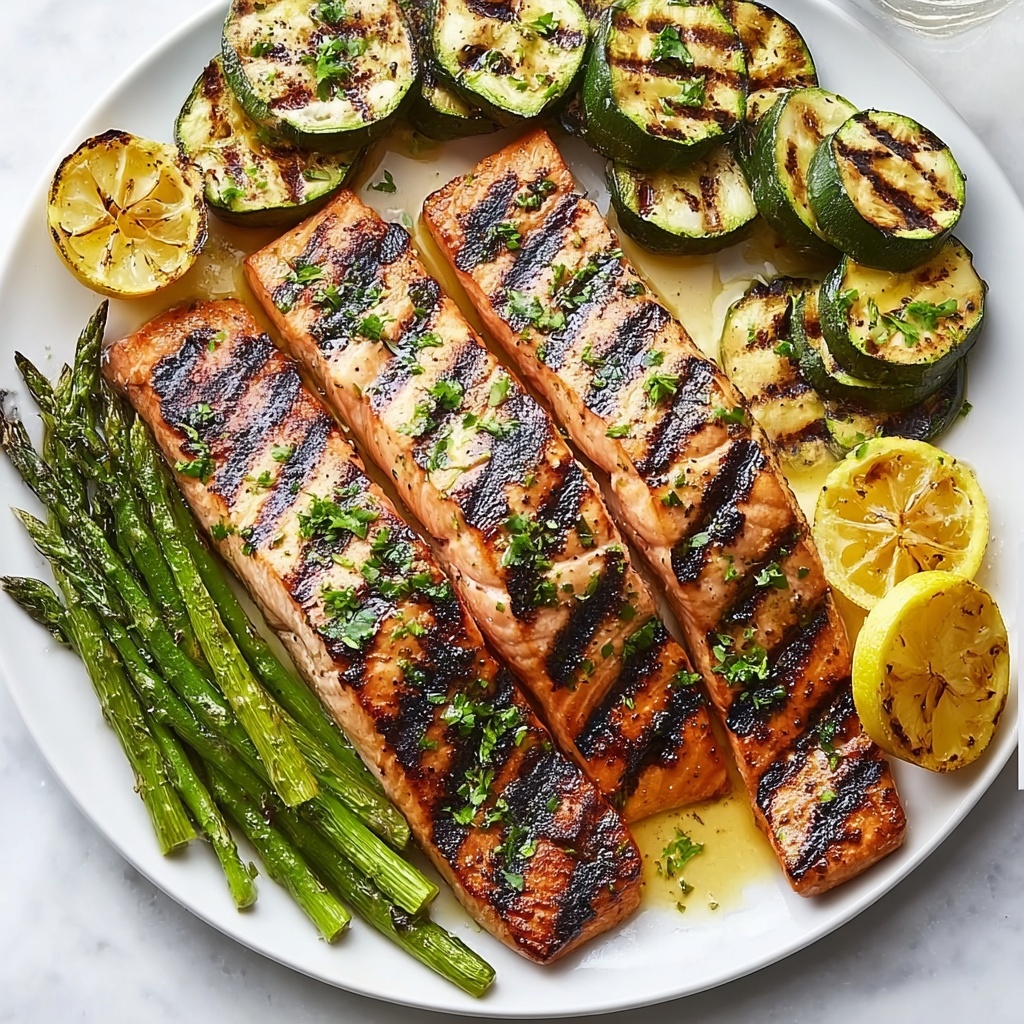 Grilled Salmon & Vegetables Recipe - Recipe Image