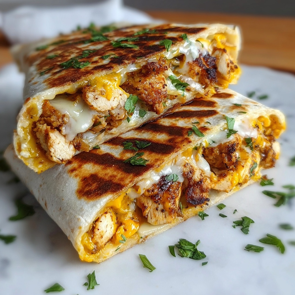 Cheesy Garlic Chicken Wraps Recipe - Recipe Image