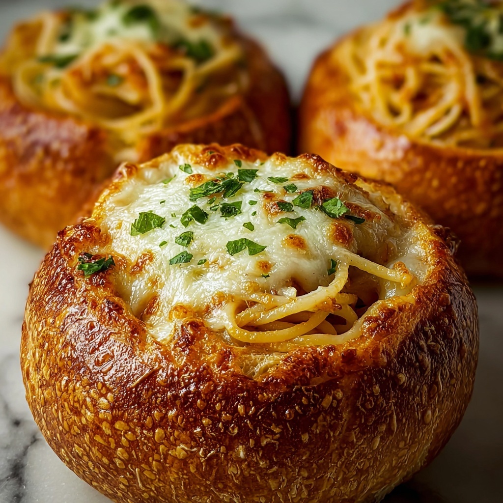 Spaghetti Garlic Bread Bowls: A Delicious Twist on Classic Comfort Food Recipe - Recipe Image