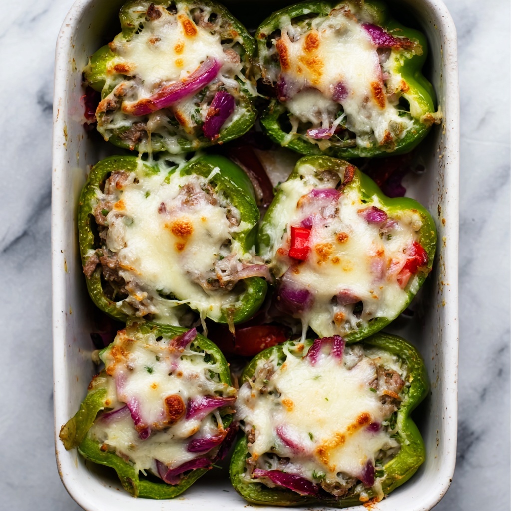 Philly Cheesesteak Loaded Stuffed Peppers Recipe - Recipe Image