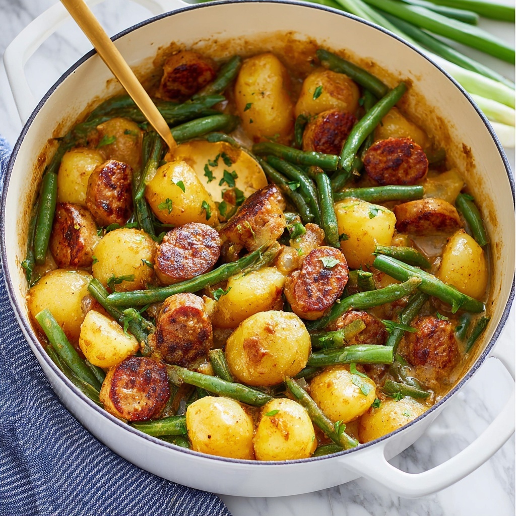 One Pot Smoked Sausage, Green Beans, and Potatoes Recipe - Recipe Image