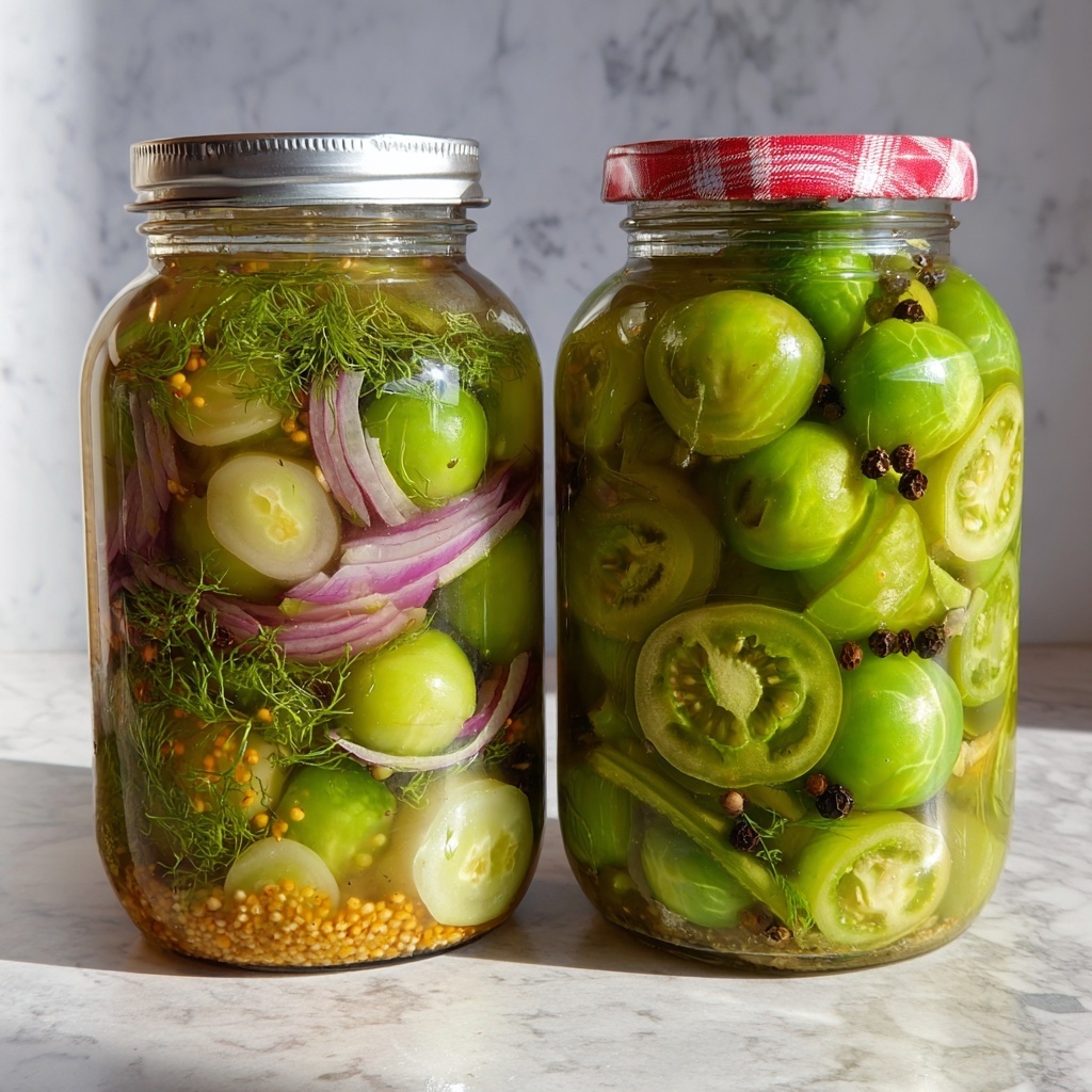 Pickled Green Tomatoes, Onions, and Peppers Recipe - Recipe Image